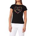 Love Moschino Women's Boxy fit T-Shirt with Short-Sleeves Personalised with a Multicolor Starfish Heart Logo Transfer Print, Black, 38