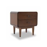 Seamore Mid-Century Modern Brown Rectangular 2-Drawer Solid Wood Nightstand