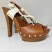 Jessica Simpson Shoes | Jessica Simpson Laisha Strappy Platform Heels | Color: Tan/White | Size: 9.5