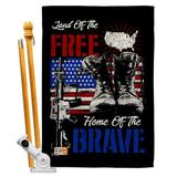 Angeleno Heritage Home Of The Brave 2-Sided Polyester 2'3 x 3'3 ft House Flag Set in Black/Blue/Red | 40 H x 28 W in | Wayfair