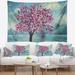 East Urban Home Polyester Floral Blooming Sakura Flowers Tapestry w/ Hanging Accessories Included Polyester in Gray | 50 H x 60 W in | Wayfair