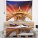 East Urban Home Cityscape Beautiful View of Eiffel Tower Under Red Sky Tapestry w/ Hanging Accessories Included in Brown/Red | Wayfair