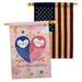 Breeze Decor Owl Love 2-Sided Polyester 40 x 28 in. House Flag in Blue/Pink | 40 H x 28 W in | Wayfair BD-VA-HP-101073-IP-BOAA-D-US21-BD