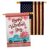 Breeze Decor Valentines Truck 2-Sided Polyester 40 x 28 in. House Flag in Blue/Pink/White | 40 H x 28 W in | Wayfair