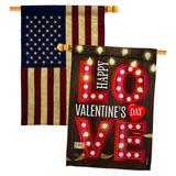 Breeze Decor Lightful Valentine Love 2-Sided Polyester 40 x 28 in. House Flag in Black/Red | 40 H x 28 W in | Wayfair