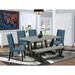 Red Barrel Studio® 6 - Person Acacia Solid Wood Dining Set Wood/Upholstered in Gray/Brown | 30" H x 60" L x 36" W | Wayfair