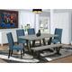 Red Barrel Studio® 6 - Person Acacia Solid Wood Dining Set Wood/Upholstered in Gray/Brown | 30" H x 60" L x 36" W | Wayfair