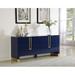 Everly Quinn Gregory 68" Wide Birch Solid Wood Sideboard Wood in Blue | 31 H x 68 W x 18 D in | Wayfair 5D8E7209CD1948DEAD309172166DE667