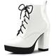 Allegra K Women's Platform Lace Up Chunky Heel Ankle Combat Boots White 7.5 UK/Label Size 9.5 US