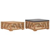 vidaXL Patio Table and Footrest Set&Dark Gray Cushion Solid Teak Wood - 27.6" x 27.6" x 12.2"