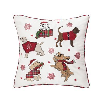 Christmas Festive Playful Dogs Pillow