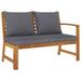 vidaXL Patio Bench 45.1" with Dark Gray Cushion Solid Acacia Wood