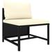 vidaXL ? Sectional Middle Sofa with Cushions Black Poly Rattan - 21.3" x 23.6" x 23.6"