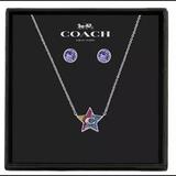 Coach Jewelry | Coach Star Necklace And Earrings Set | Color: Silver | Size: Os