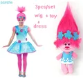 Robe Trolls de dessin animé pour enfants robe de princesse robe en fibre trapèze ultraviolets et