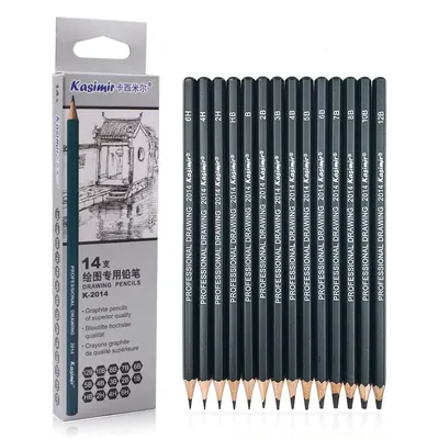 KASIMIR – ensemble de 14 crayons professionnels pour croquis fournitures d'art 6H 4H 2H HB B 2B 3B