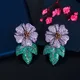 CWWZircons – boucle d'oreille en forme de feuille de zircone pour femme bijou Long violet vert