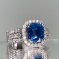 Huitan – bague de mariage bleu brillant pour femmes anneau de fête d'anniversaire cadeau d'amour