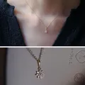 Collier en argent Sterling 925 plaqué or 14k Simple avec pendentif fleur de soleil pour femmes