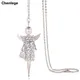 Collier long en forme d'ailes d'ange pour femmes bijou de poupée en strass ras de cou pendentif