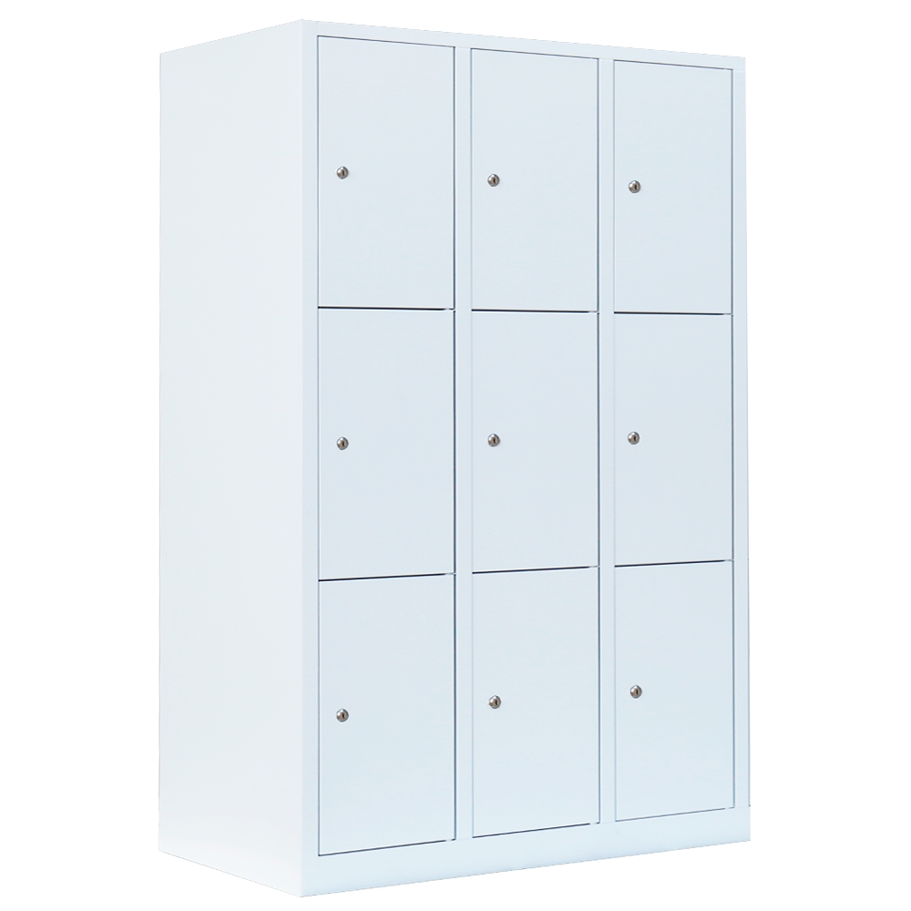 Lüllmann® Schließfachschrank, 3 Abteile, 9 Fächer, 1800 x 1185 x 500 mm, signalweiß Image