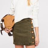 Free People Skirts | Free People Denim Green Skirt | Color: Green | Size: 6