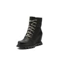 SOREL Women's Joan of Arctic Wedge III Lexie Boot — Black, Jet — Waterproof Leather Wedge Boots — Size 11