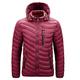 FEOYA Men's Down Jacket with Hood Lightwight Winter Jackets Packable Puffer Coat Insulated Waterproof Coat Quilted Solid Jacket Outdoor A Wine Red XL