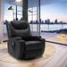 Latitude Run® 33.5" Wide Faux Manual Swivel Home Theater Recliner w/ Massager Faux /Water Resistant in Black | 40.9 H x 32.5 W x 34.6 D in | Wayfair