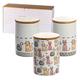 SPOTTED DOG GIFT COMPANY Canister Sets for Kitchen, Ceramic Kitchen Canisters with Airtight Lids, Tea Coffee Sugar Containers, Novelty Cat Kitchen Accessories Gifts for Cat Lovers (1.2L, Set of 3)