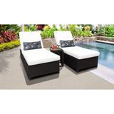 Barbados Wheeled Chaise Set of 2 Outdoor Wicker Patio Furniture and Side Table