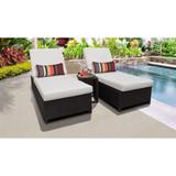 Belle Wheeled Chaise Set of 2 Outdoor Wicker Patio Furniture and Side Table
