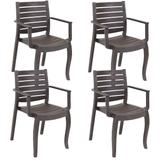 Sunnydaze Illias Plastic Outdoor Patio Arm Chair - Set of 4