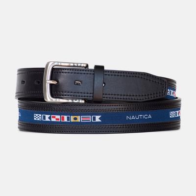 Nautica Men's Reversible Flag Belt True Black, 40W
