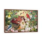 East Urban Home Spring Birds & Birdhouse by Greg & Company - Print Canvas/Metal in Green | 32 H x 48 W x 1.5 D in | Wayfair