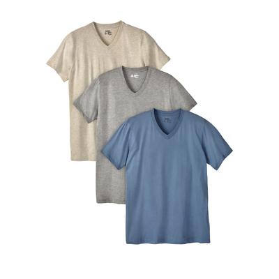 Men's Big & Tall Cotton V-Neck Undershirt 3-Pack by KingSize in Assorted Colors (Size XL)