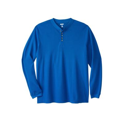 Men’s Big & Tall Waffle-Knit Thermal Henley Tee by KingSize in Royal Blue (Size 4XL) Long Underwear Top