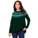 Plus Size Women's Fair Isle Pullover Sweater by Roaman's in Emerald Green Classic Fair Isle (Size 22/24)