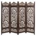 Brown Mango Wood Traditional Room Divider Screen, 72 " x 80 " x 1 " by Quinn Living in Beige