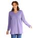 Plus Size Women's Perfect Long-Sleeve V-Neck Tunic by Woman Within in Soft Iris (Size 22/24)