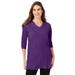 Plus Size Women's Perfect Long-Sleeve V-Neck Tunic by Woman Within in Radiant Purple (Size 26/28)