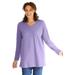 Plus Size Women's Perfect Long-Sleeve V-Neck Tunic by Woman Within in Soft Iris (Size 30/32)