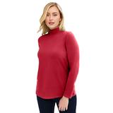 Plus Size Women's Long Sleeve Mockneck Tee by Jessica London in Classic Red (Size 26/28) Mock Turtleneck T-Shirt