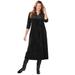 Plus Size Women's Pintuck Velour Dress by Woman Within in Black (Size 18 W)