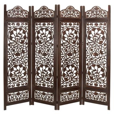 Brown Mango Wood Traditional Room Divider Screen, 72 