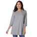 Plus Size Women's Perfect Three-Quarter Sleeve Crewneck Tunic by Woman Within in Medium Heather Grey (Size 38/40)