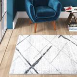 Gray/White 90 x 0.31 in Area Rug - Wrought Studio™ Amii Contemporary Performance Ivory/Gray/Charcoal Area Rug, | 90 W x 0.31 D in | Wayfair