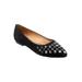 Women's Estee Woven Flat by Trotters in Black Suede Snake (Size 8 M)