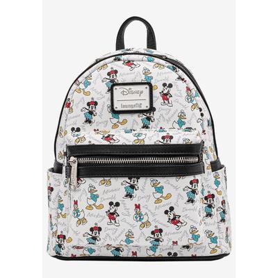 Plus Size Women's Loungefly x Disney Mickey Minnie Donald Daisy Mini Backpack Handbag White by Disney in Multi