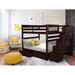 Harriet Bee Tena Solid Wood Standard Bunk Beds w/ Stairway & 2 Under Bed Drawers in Brown/Green | 69.5 H x 59 W x 103.25 D in | Wayfair